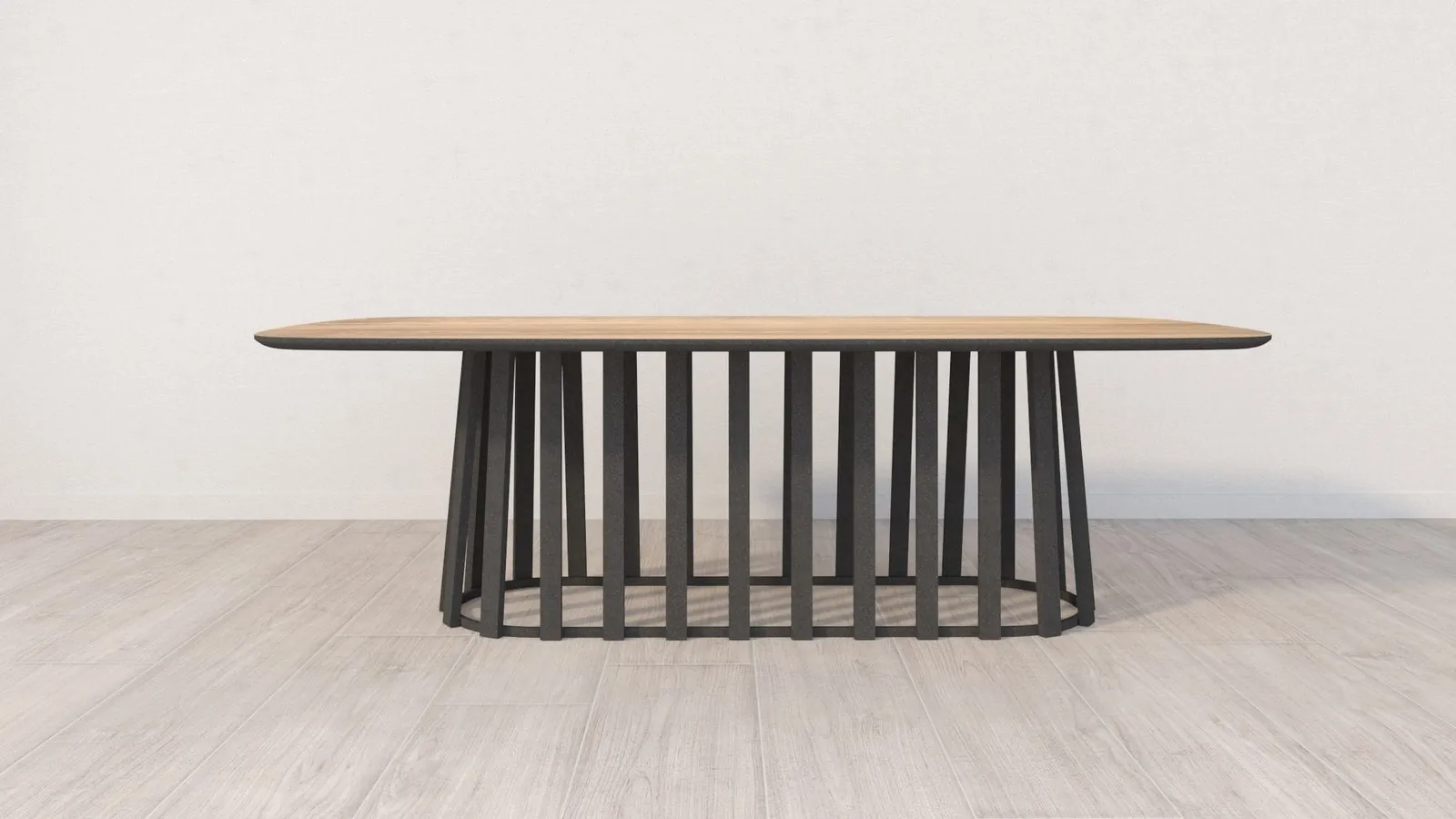 Mesa Braco robusta con líneas verticales.